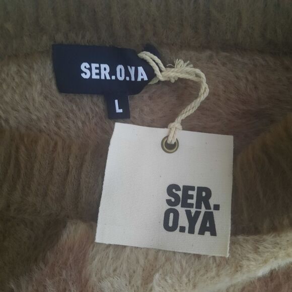 SER.O.YA  Tetra Fuzzy Skirt in Beige Camo Size Large - Picture 3 of 4